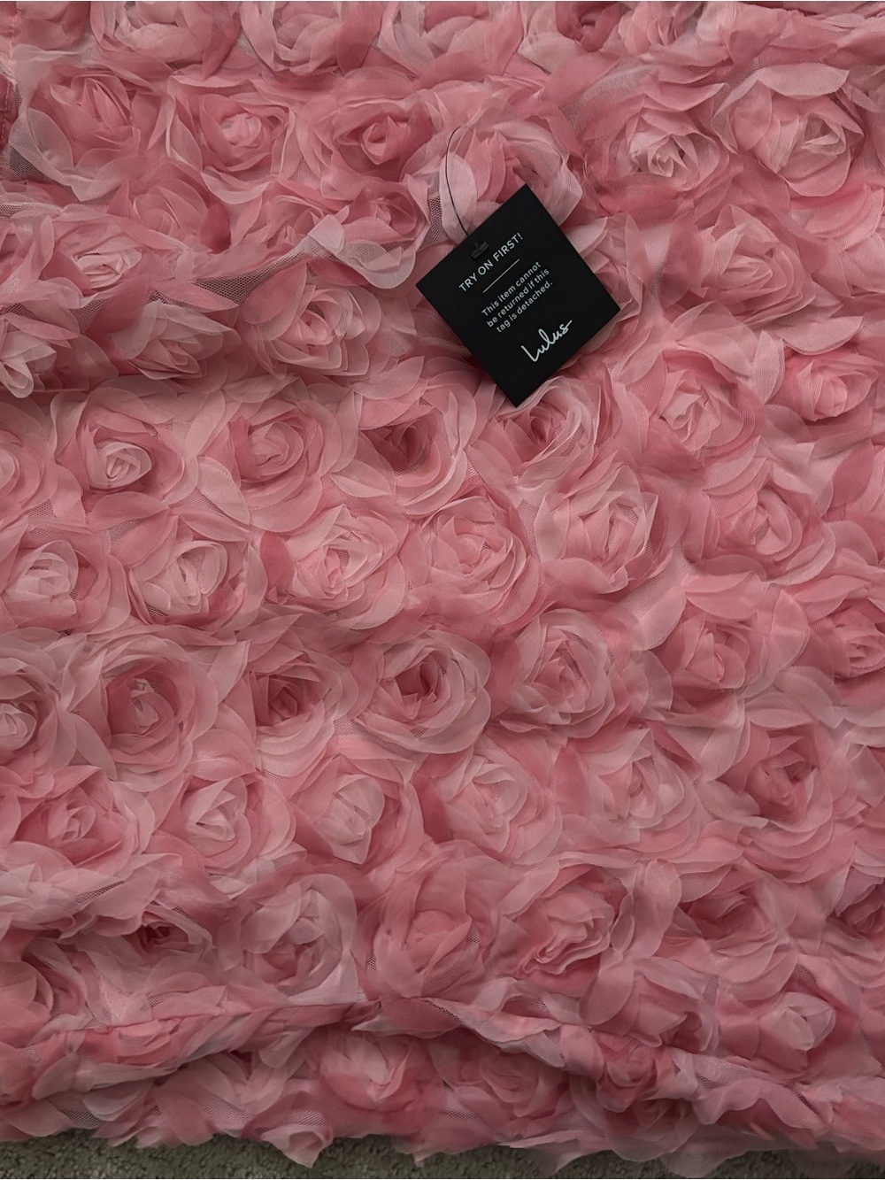 LULUS NWT Pink 3D Rose Textured Dress
